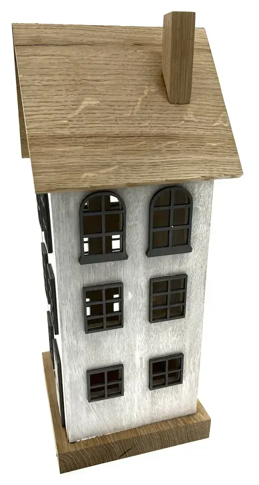 Svítící dřevěný domeček